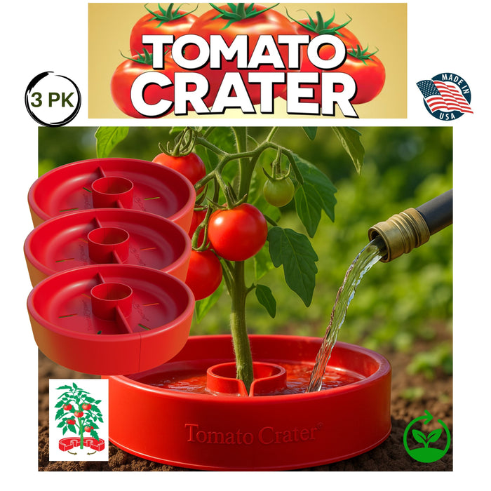 Tomato Crater Gardening Tool, 12” Red Plastic for Healthier Tomatoes 3pk