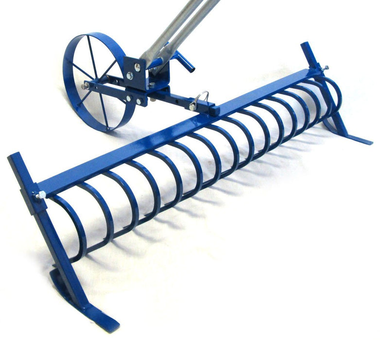 16 Tines Steel Garden Bed Rake Wheel Hoe Attachment with Depth Skids