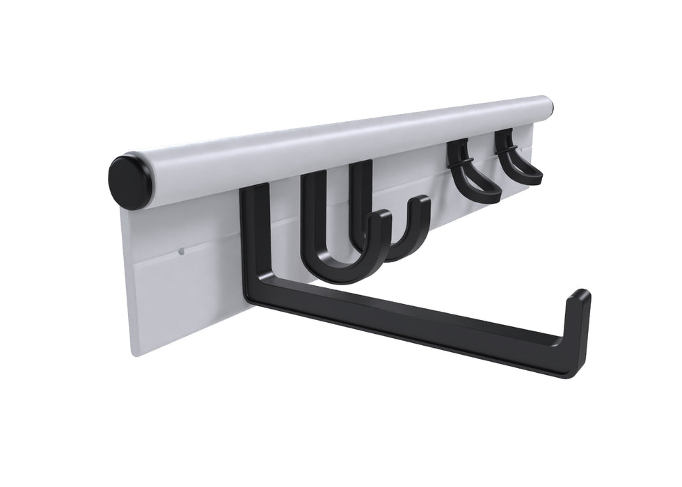 Hang It Simple 18in Wall-Mounted Storage System with Adjustable Hooks – Heavy-Duty Organizer for Tools, Brooms – Ideal for Garages & More