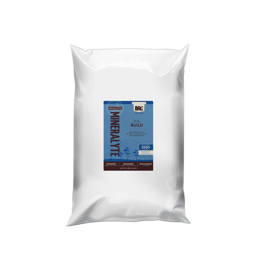 Redmond Mineralyte Soil Build 25lb bag. Humates, sea minerals, volcanic minerals for healthy soil, 2000 sq ft coverage.