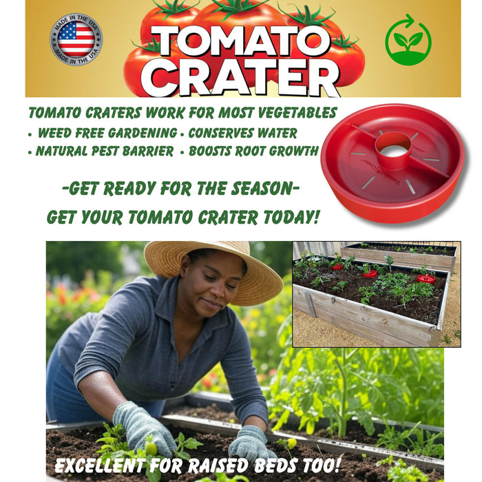 Tomato Crater Gardening Tool, 12” Red Plastic for Healthier Tomatoes 10pk