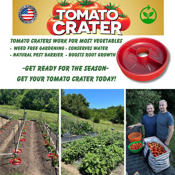 Tomato Crater Gardening Tool, 12” Red Plastic for Healthier Tomatoes 3pk