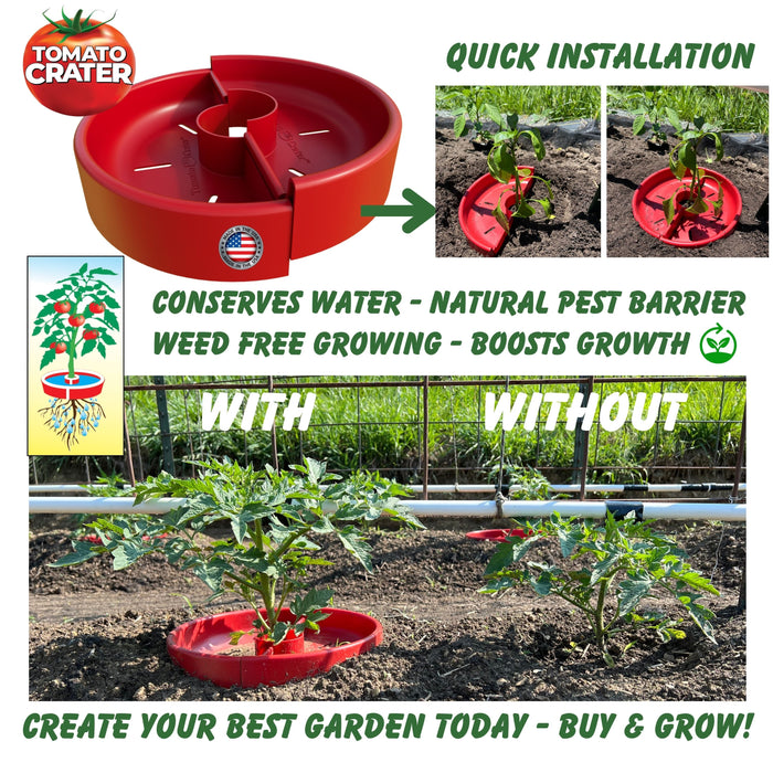 Tomato Crater Gardening Tool, 12” Red Plastic for Healthier Tomatoes 10pk