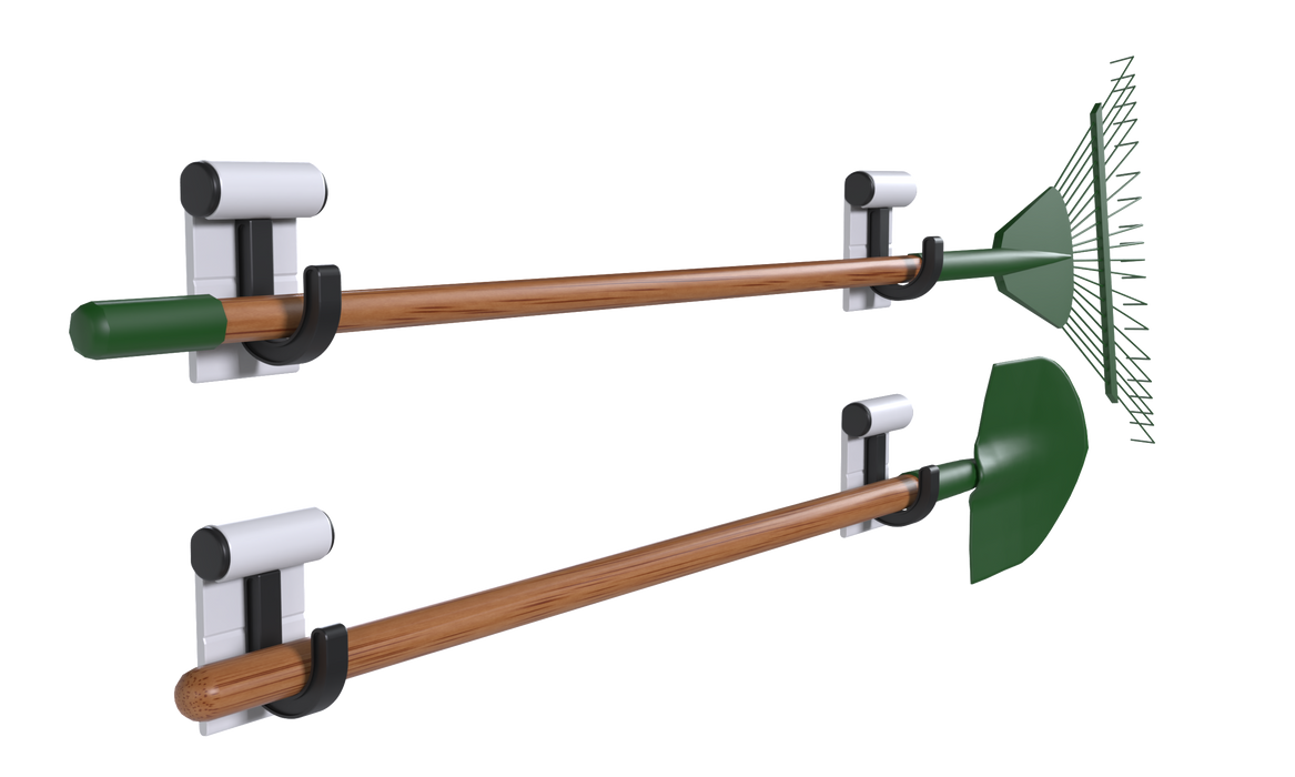 Hang It Simple 2in Wall-Mounted Storage System with Adjustable Hooks – Heavy-Duty Organizer for Tools, Mops, Brooms