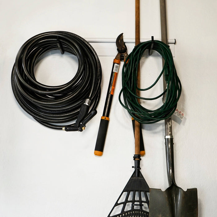 Hang It Simple 18in Wall-Mounted Storage System with Adjustable Hooks – Heavy-Duty Organizer for Tools, Brooms – Ideal for Garages & More