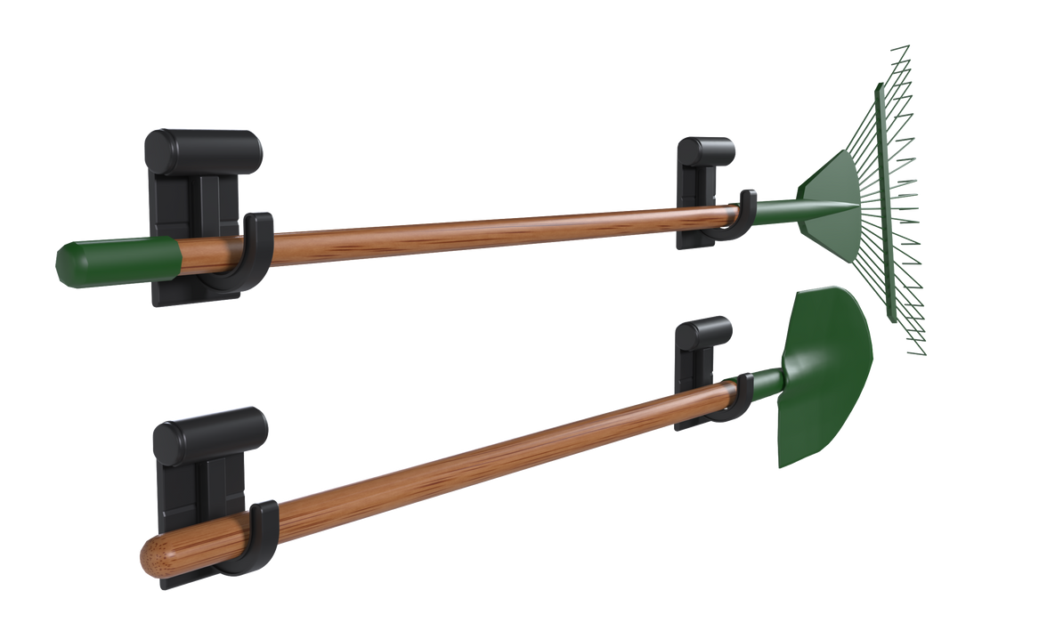 Hang It Simple 2in Wall-Mounted Storage System with Adjustable Hooks – Heavy-Duty Organizer for Tools, Mops, Brooms