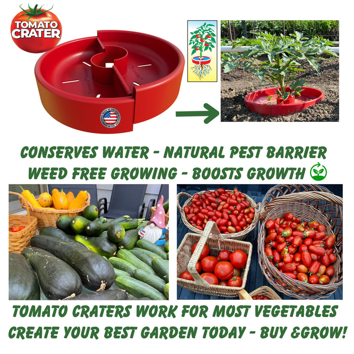 Tomato Crater Gardening Tool, 12” Red Plastic for Healthier Tomatoes 10pk