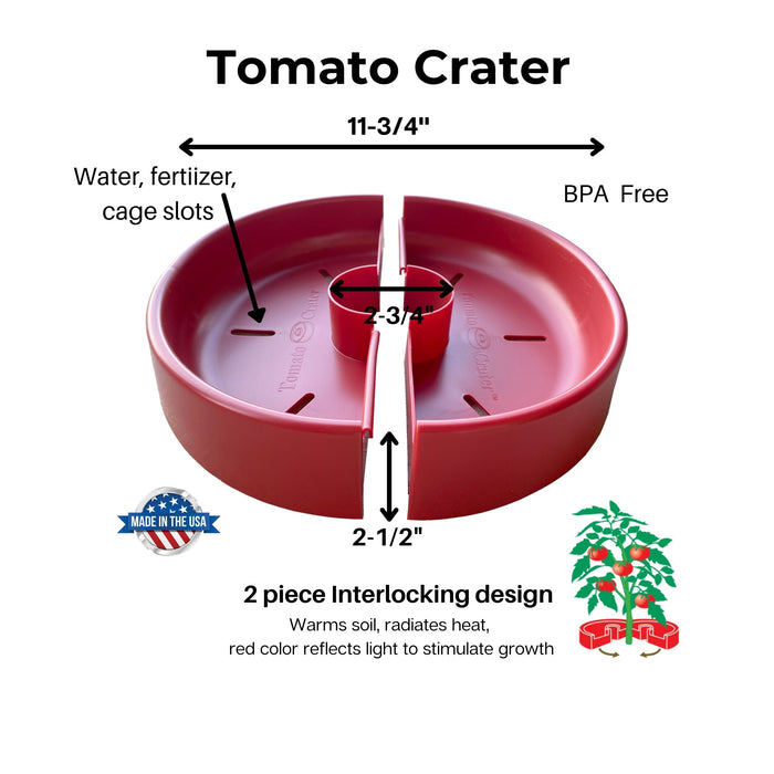 Tomato Crater Gardening Tool, 12” Red Plastic for Healthier Tomatoes 10pk