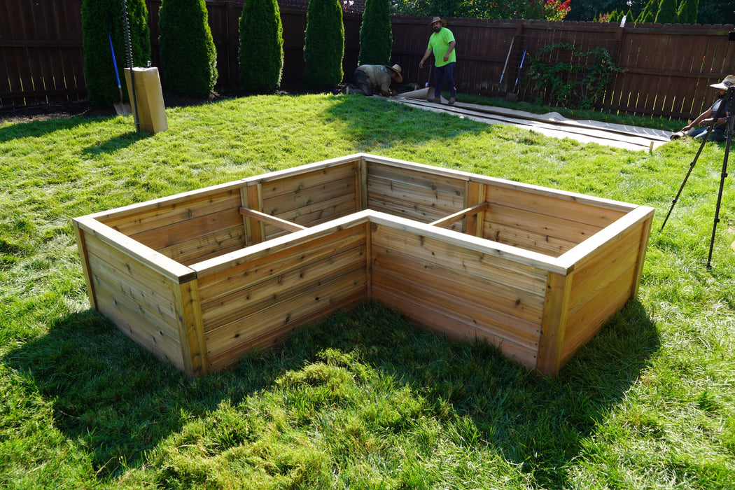 Gardenary L-Shape Cedar Kitchen Garden Raised Bed
