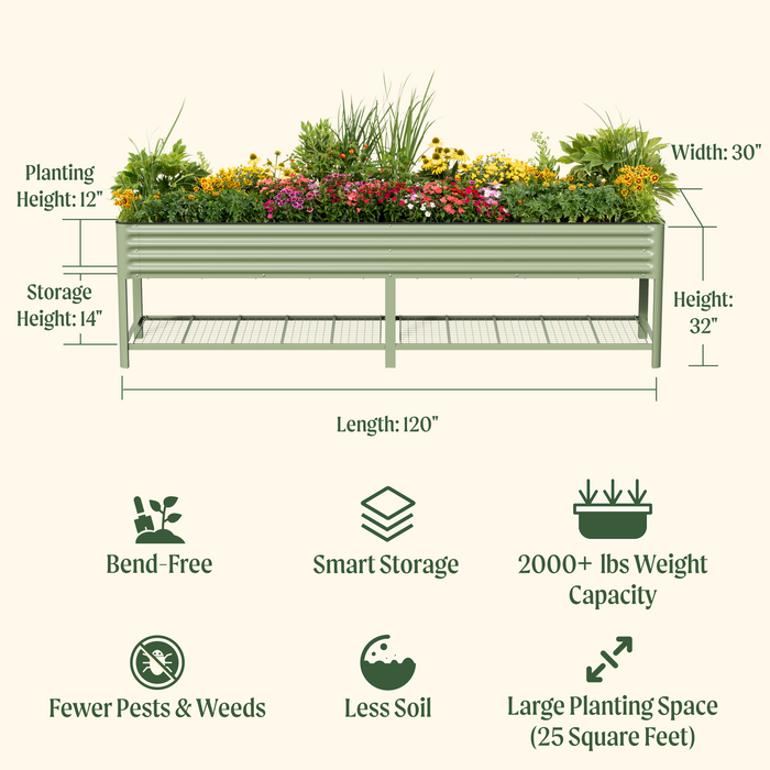 Elevated Garden Bed - Jumbo Series 2.5' x 10'