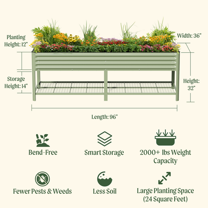 Elevated Garden Bed - Jumbo Series 3' x 8'