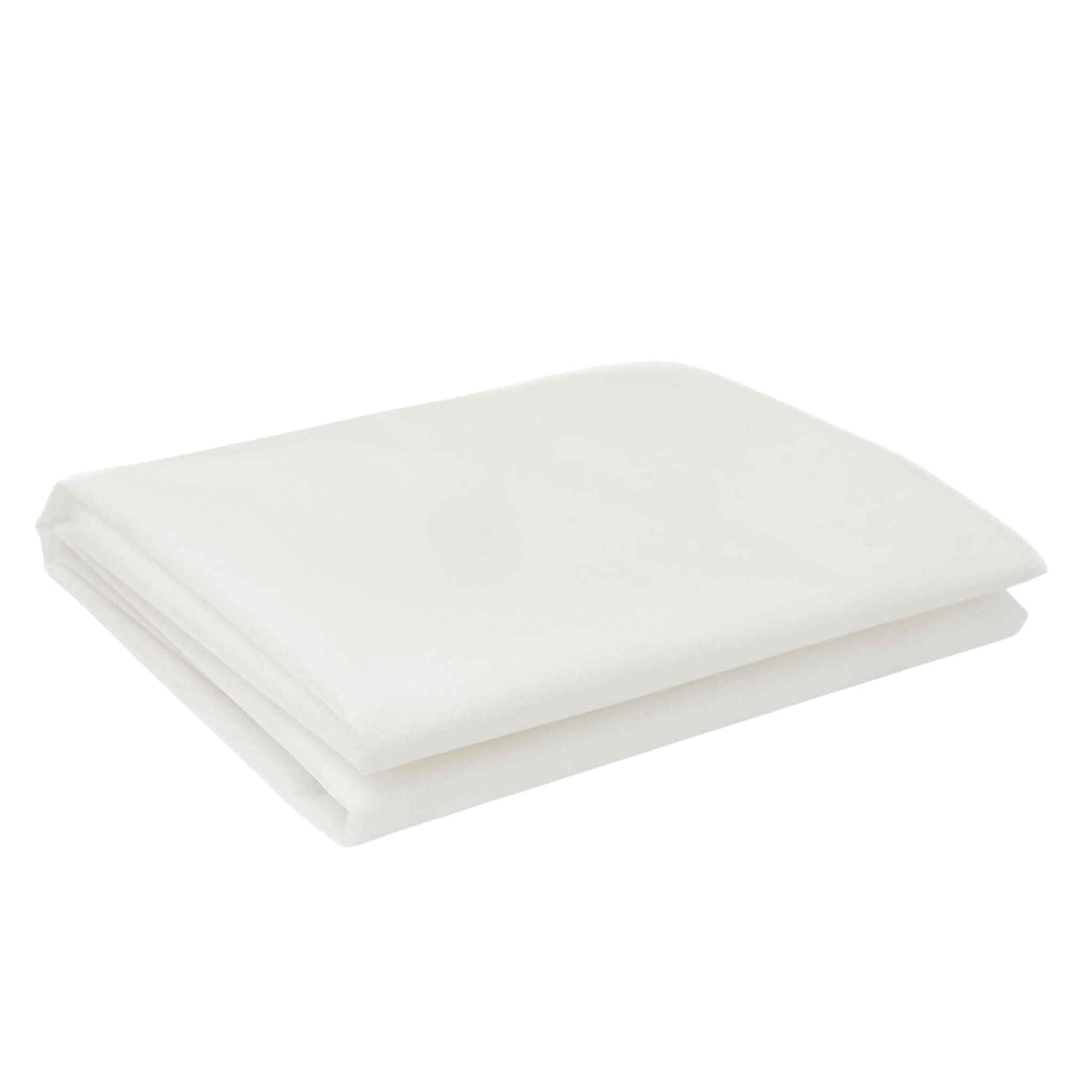 Neatly folded white fabric. Smooth, clean textile for bedding, tablecloths, or craft use.