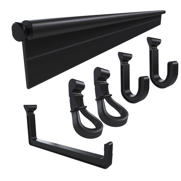 Hang It Simple 18in Wall-Mounted Storage System with Adjustable Hooks – Heavy-Duty Organizer for Tools, Brooms – Ideal for Garages & More