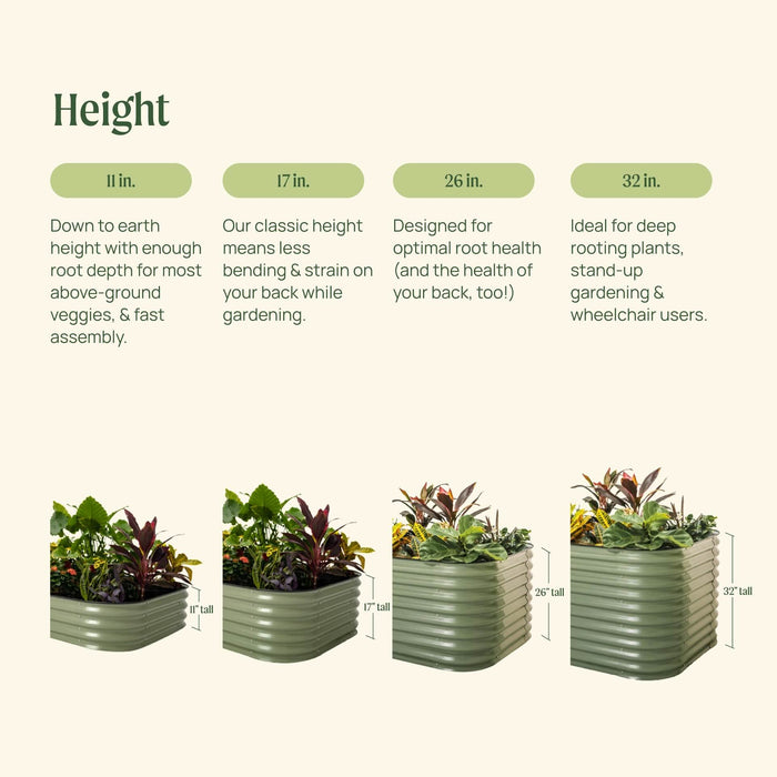 17" Tall 10 In 1 Jumbo Modular Metal Raised Garden Bed Kit