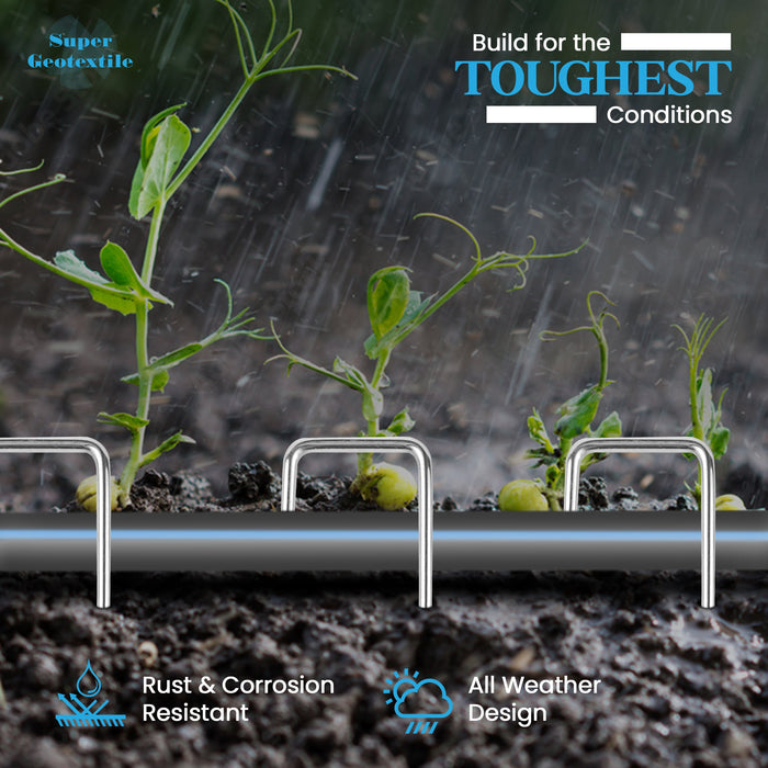 Landscape Staples - Heavy Duty 11 Gauge Galvanized U-Shaped Sod Pins for Weed Barrier and Landscaping