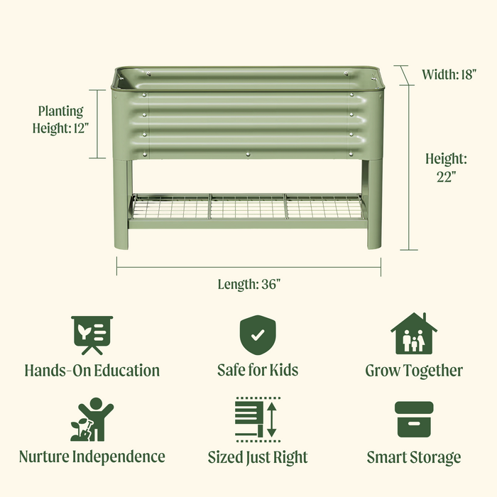 Kids First Elevated Garden Bed - 1.3' x 3.0'