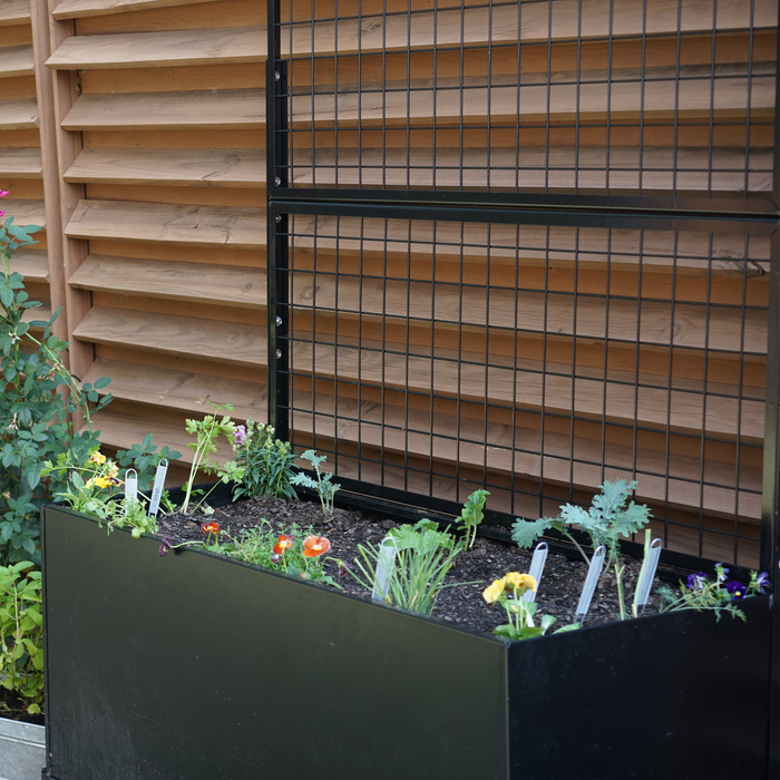 Black Aluminum Raised Bed with Trellis – Optional Casters