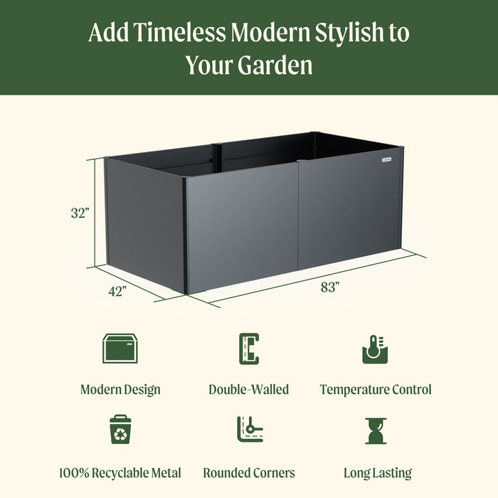 32" Extra Tall Modern 42" x 83" Metal Raised Garden Bed