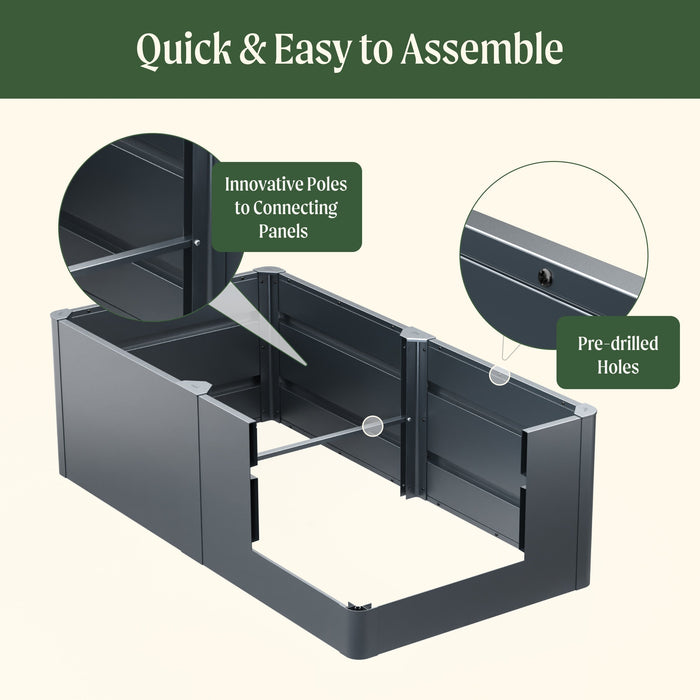 32" Extra Tall Modern 27" x 83" Metal Raised Garden Bed