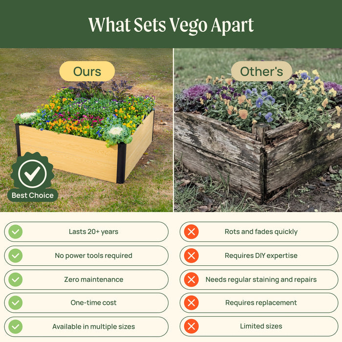 16" Tall Woodgrain 4' x 8' Metal Raised Garden Bed