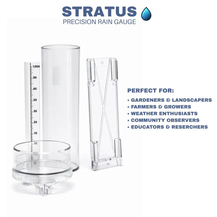 Stratus Precision Rain Measurement Gauge with Mounting Bracket – 14-inch Professional Instrument