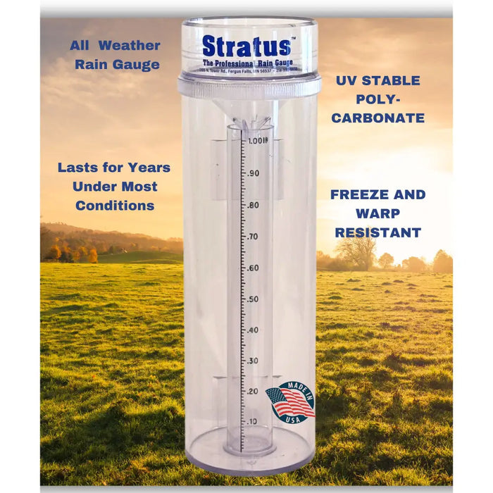 Stratus Precision Rain Measurement Gauge with Mounting Bracket – 14-inch Professional Instrument