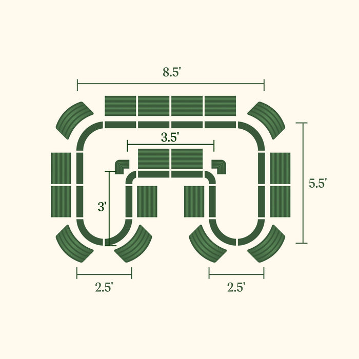 17" Tall U-Shaped Raised Garden Bed Kit - Standard Size