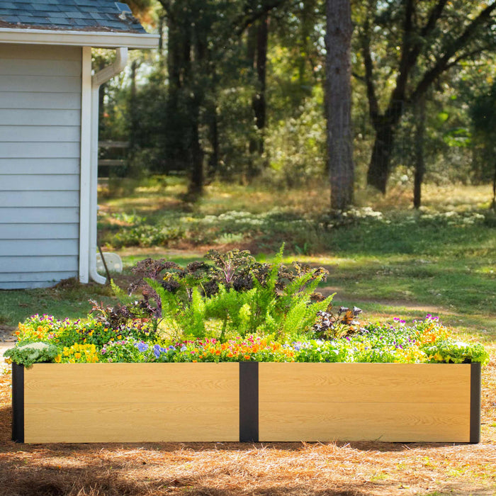 16" Tall Woodgrain 2' x 8' Metal Raised Garden Bed