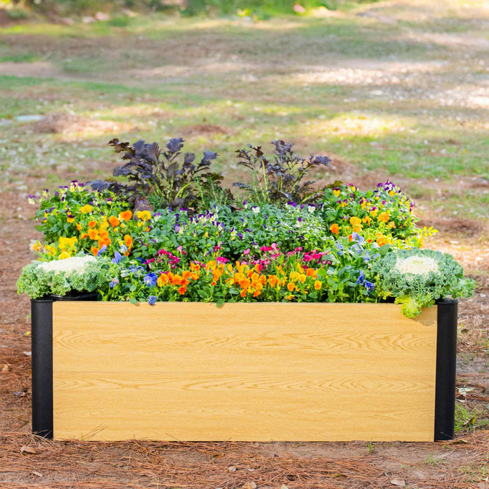 16" Tall Woodgrain 4' x 4' Metal Raised Garden Bed