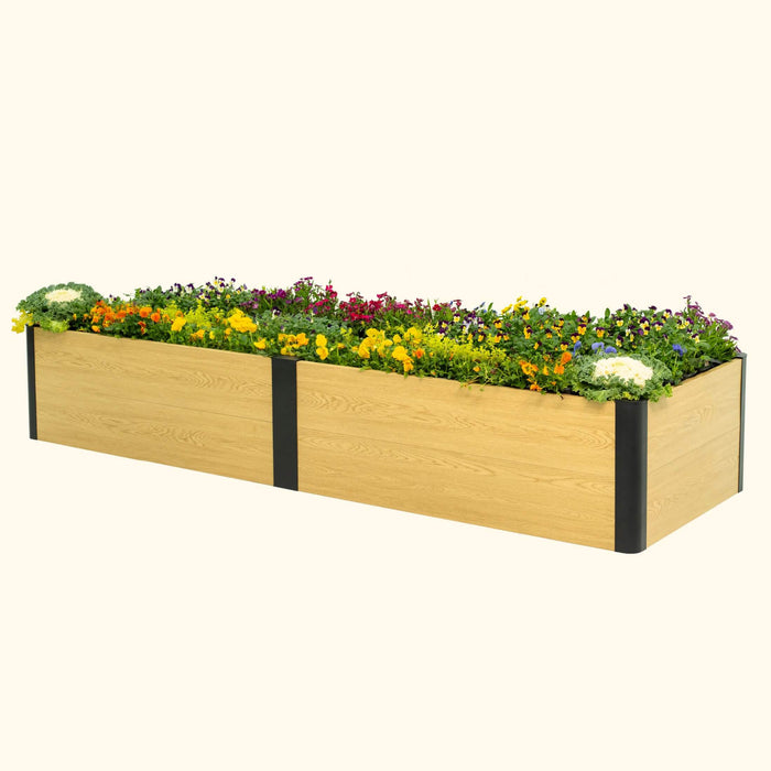 16" Tall Woodgrain 2' x 8' Metal Raised Garden Bed