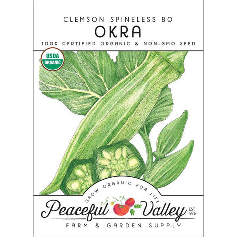 Clemson Spineless 80 Okra Seeds (Organic)
