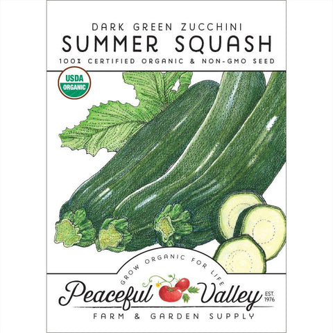 Dark Green Zucchini Summer Squash Seeds (Organic)
